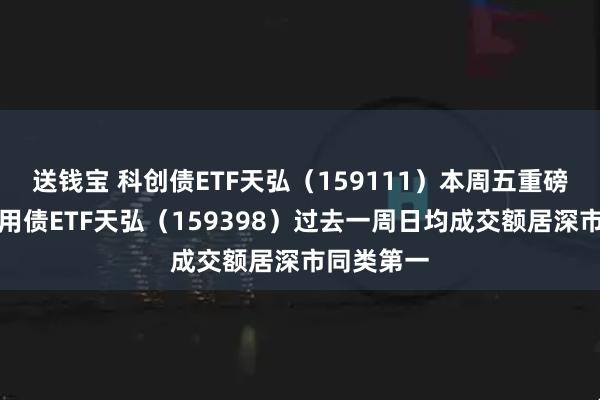 送钱宝 科创债ETF天弘（159111）本周五重磅发行，信用债ETF天弘（159398）过去一周日均成交额居深市同类第一